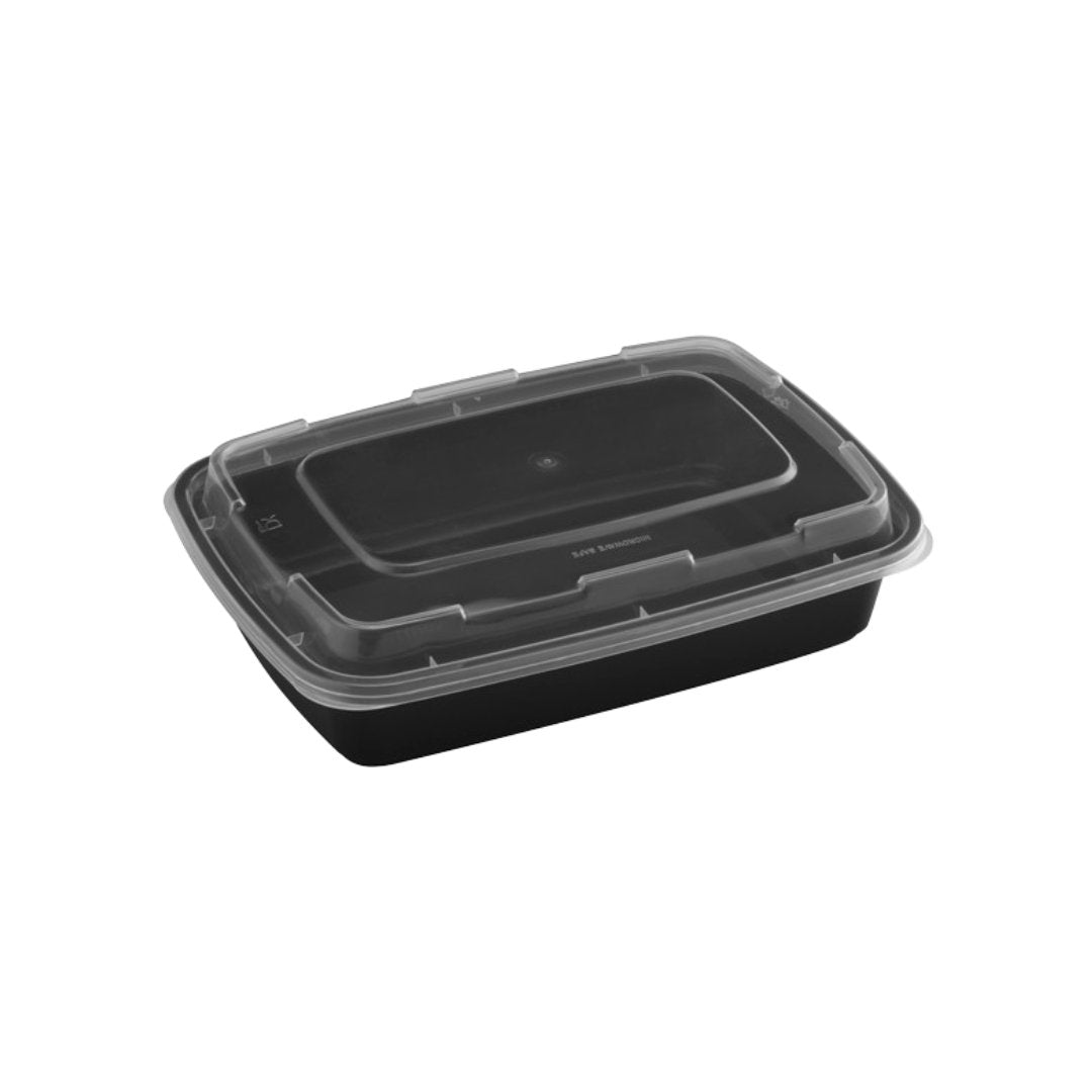 32oz Rectangular Microwaveable Container with Lid, 150 Sets