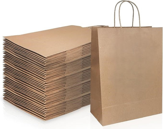 Watson Distributing 10" x 6.75" x 12" Brown Paper Bag Shopping Bag With Handles 250/Case