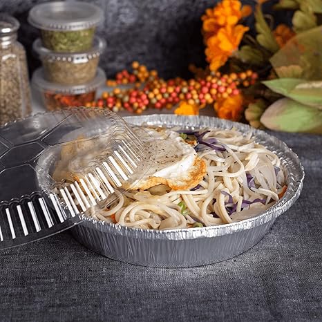 Watson Distributing 7" Round Standard Weight Foil Take-Out Pan With Dome Lid 200/Case