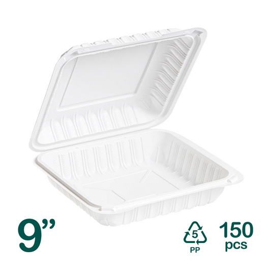 Watson Distributing 9" x 9" Clamshell Mfpp Container 1-Compartment Hinged Lid 150/Case