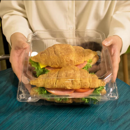 Watson Distributing 9" x 9" x 3" Clear Pet Plastic Hinged-Lid Take-Out Container 200/Case