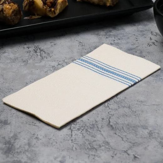 Watson Distributing 15.5" x 15.5" White/Blue Dishtowel Print Dinner Napkin 800/Case