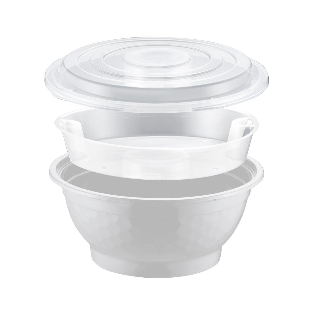 BUNDLE: 50oz Microwaveable Noodle Bowl with Insert and Lid, White, 240 Sets