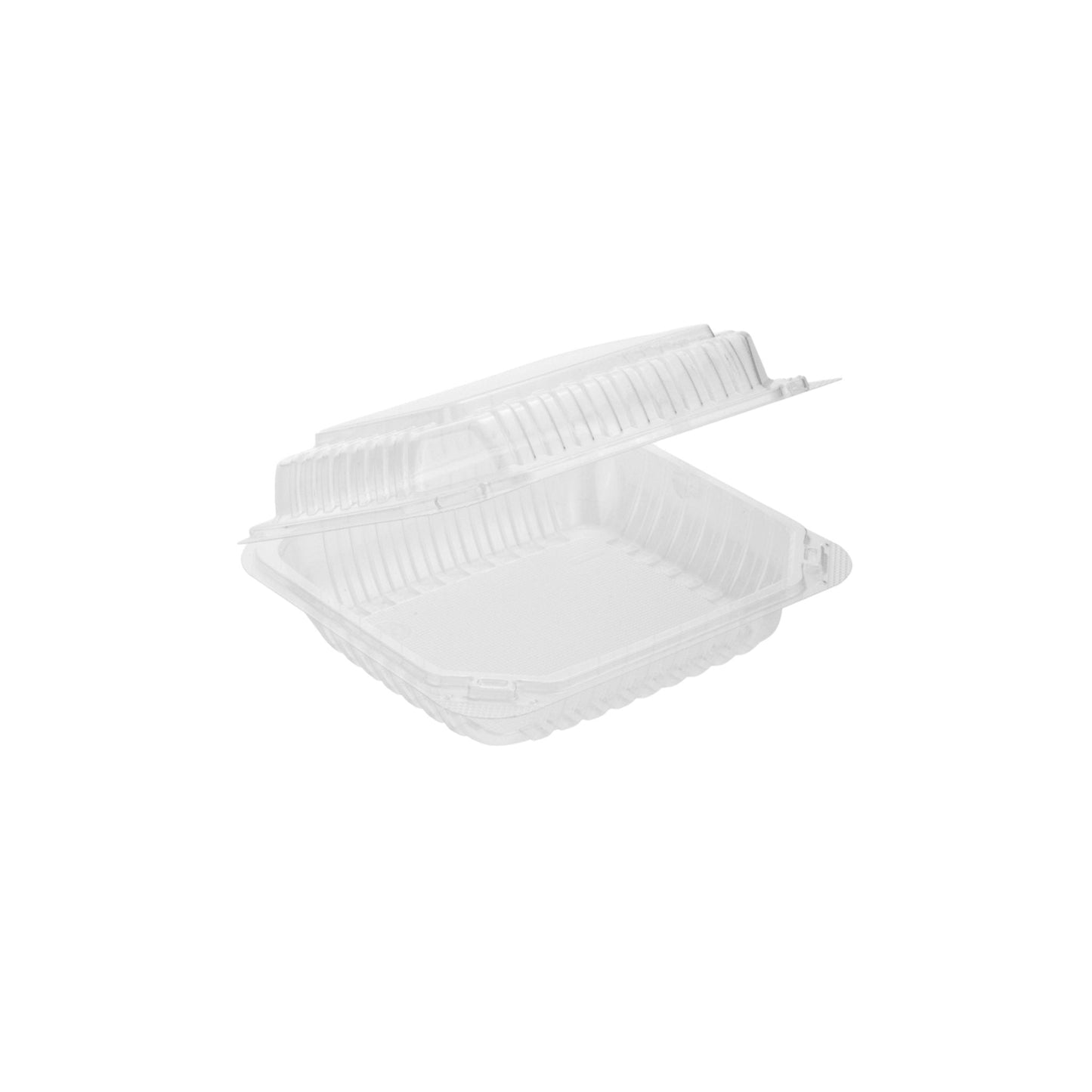 Clear Hinged PS Container, 8" x 8" 2in Tall, 200pc