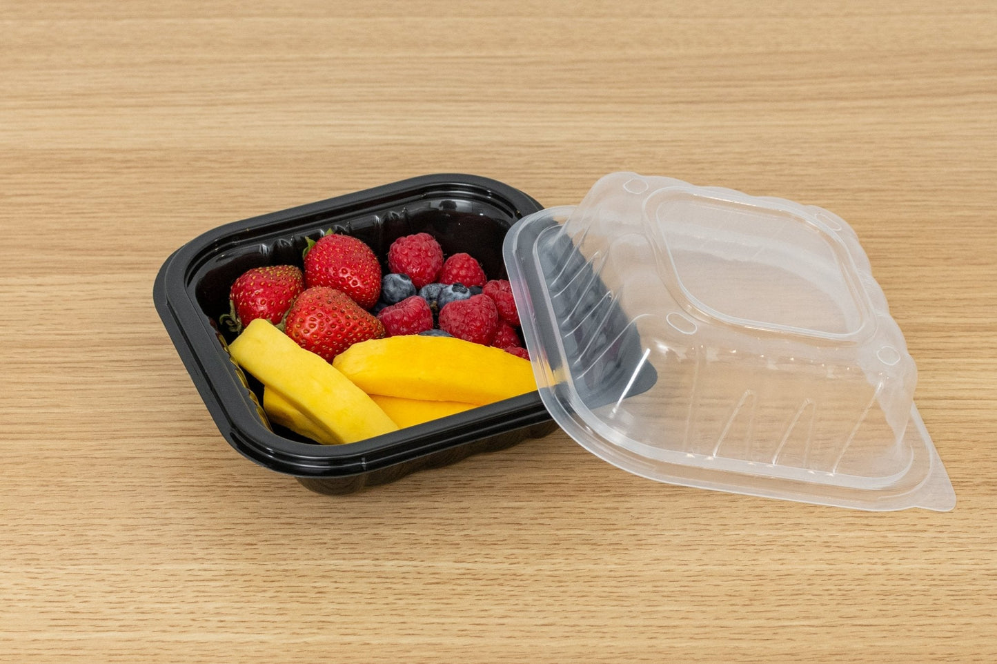 Two-Piece Microwaveable Black Tray with Translucent Lid, 6" x 6", 240 Sets