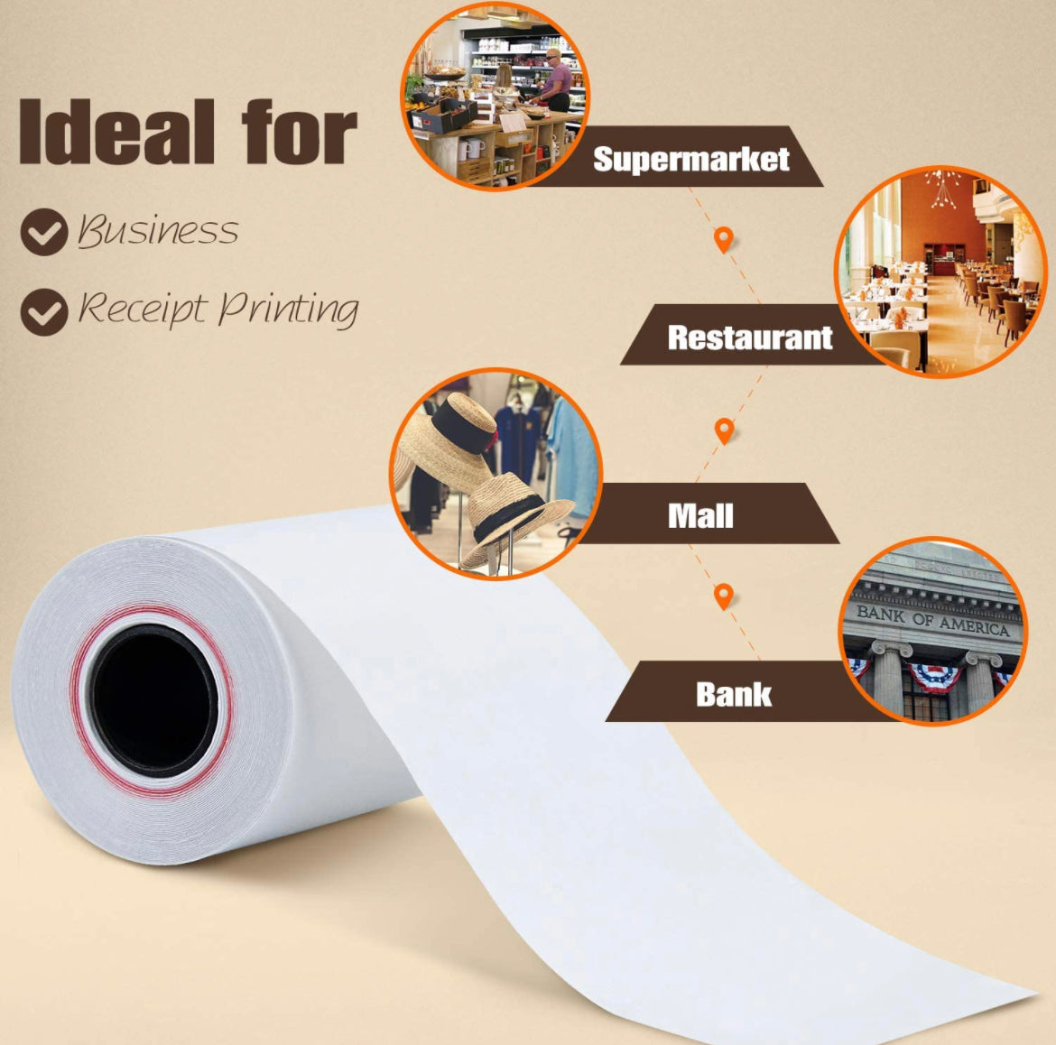 2 1/4" x 50' BPA-Free Thermal Receipt Paper Rolls (50 Rolls)
