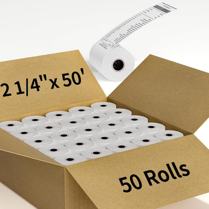 Watson Distributing 2 1/4" x 50' Phenol-Free (BPA & BPS) Thermal Paper, 50 Rolls/Case