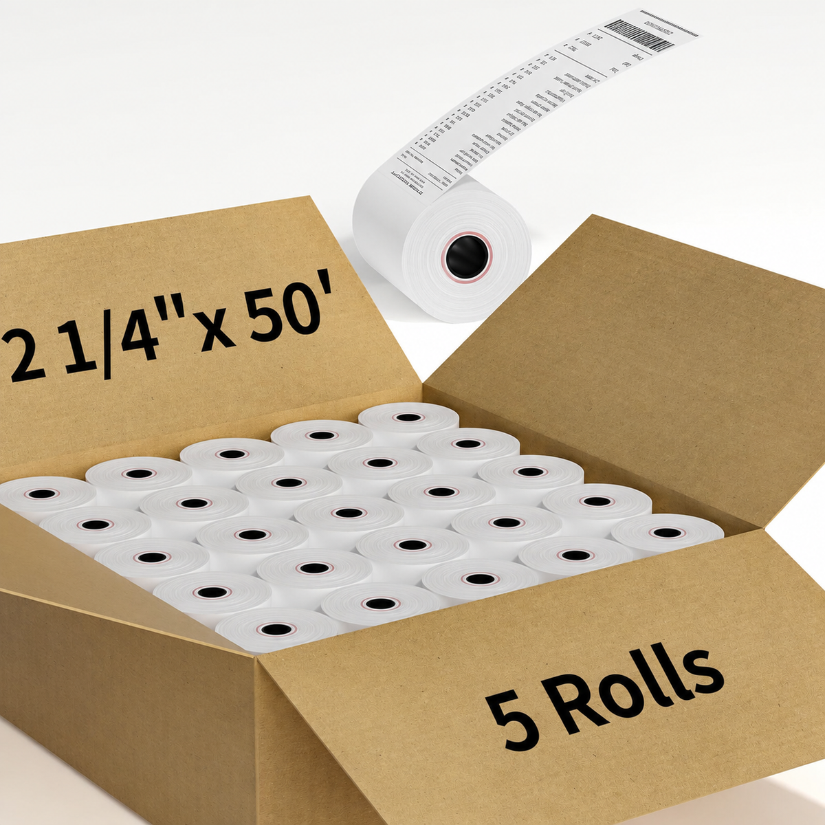 Watson Distributing 2 1/4" x 50' Phenol-Free (BPA & BPS) Thermal Paper, 5 Rolls/Case