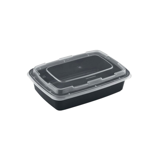 38oz Rectangular Microwaveable Container with Lid, 150 Sets