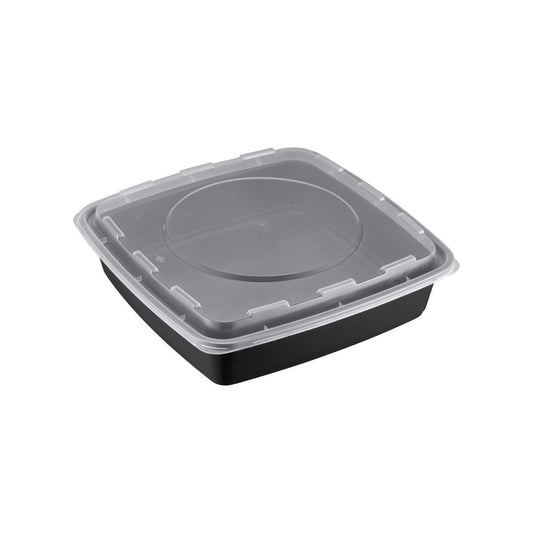 48oz Square Microwaveable Container with Lid, 150 Sets