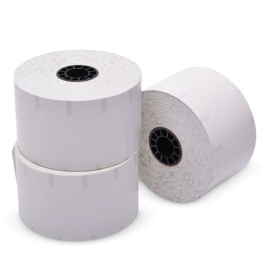 58 mm x 375 ft Iconex Sticky Media™ Ultra-Lite, 12 per Carton, 55 GSM Facestock, 100 mm OD, No Sense Mark Repeat