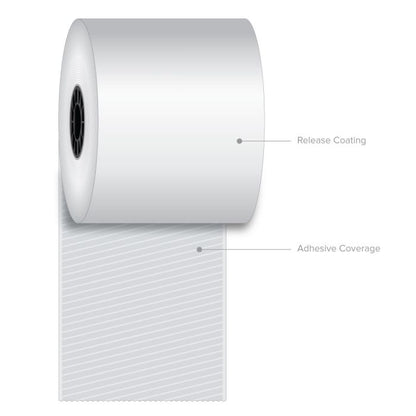 80 mm x 270 ft Iconex Sticky Media Full-Tack, 12 per Carton, 80 GSM Facestock, 100 mm OD, Sense Mark Repeat