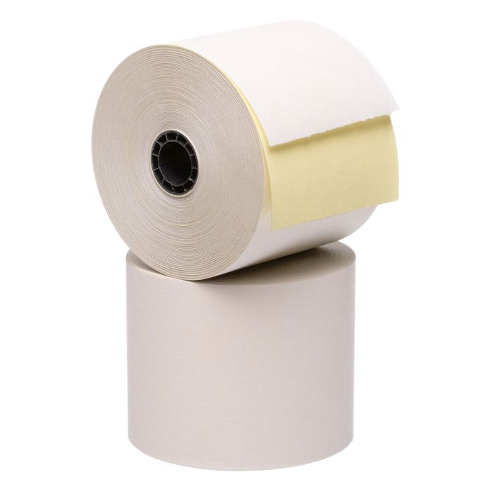 Iconex 2.25 in x 90 ft Two-Ply Carbonless Paper, White/Canary, 50 Per Carton