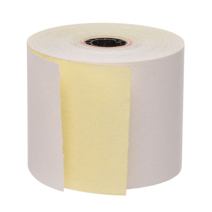 Iconex 2.25 in x 90 ft Two-Ply Carbonless Paper, White/Canary, 50 Per Carton