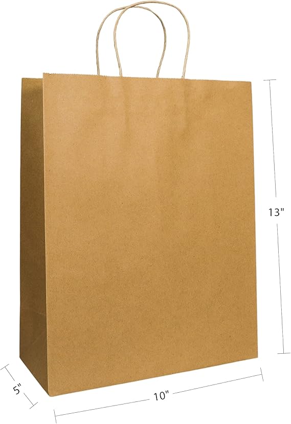 Watson Distributing 13" x 7" x 17" Paper Shopping Bag With Handle Brown 250/Case