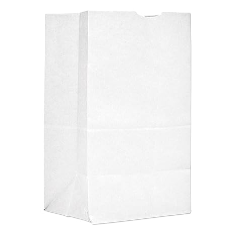 Watson Distributing 20 Lb White Shorty Paper Bag 8.25" x 5.9" x 13.4" 500/Case