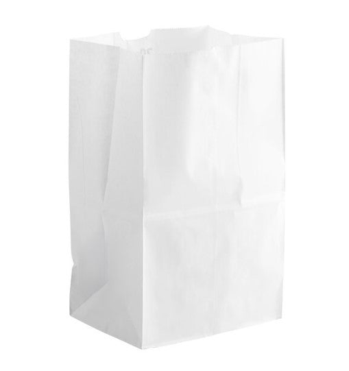 Watson Distributing 20 Lb White Shorty Paper Bag 8.25" x 5.9" x 13.4" 500/Case