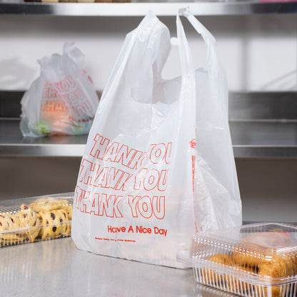 Watson Distributing Large T-Shirt Bags 12" x 7" x 22" 17 Mic "Thank You" 400/Case