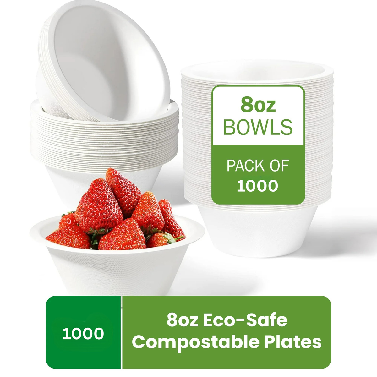 Watson Distributing 8 Oz Eco-Friendly Bagasse Disposable Rice Bowl White 1000/Case