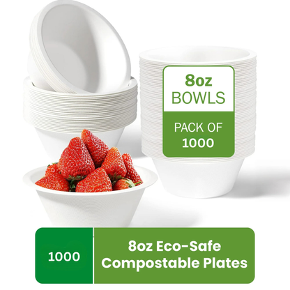 Watson Distributing 8 Oz Eco-Friendly Bagasse Disposable Rice Bowl White 1000/Case