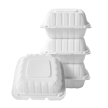 Watson Distributing 6" x 6" Clamshell Mfpp Container 1-Compartment Corner Lock 250/Case
