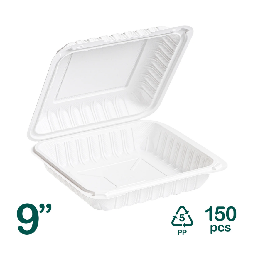 Watson Distributing 9" x 9" Clamshell Mfpp Container 1-Compartment Hinged Lid 150/Case