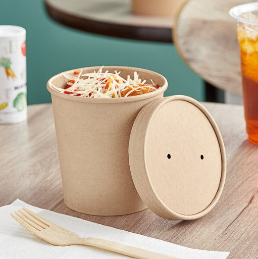 Watson Distributing 16 Oz Double Poly-Coated Paper Food Cup With Vented Plastic Lid Combo 250 Sets/Case