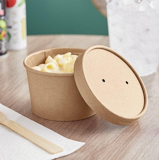 Watson Distributing 8 Oz Paper Ice Cream/Soup Cup With Vented Paper Lid Combo Brown 250/Case