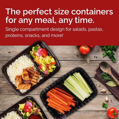 Watson Distributing 32 Oz Rectangular Microwaveable Container With Lid 2-Compartment 150/Case