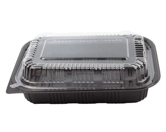 Watson Distributing Bento Box 1-Compartment (520) Black With Clear Lid Combo 400/Case