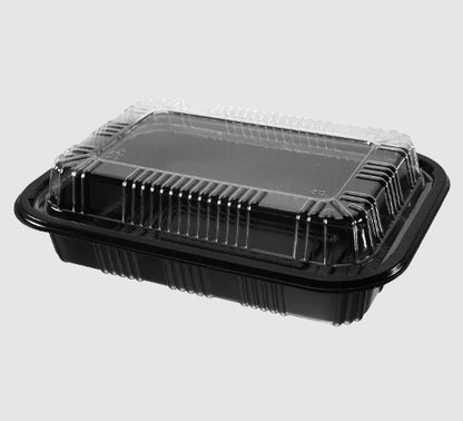 Watson Distributing Bento Box 1-Compartment (520) Black With Clear Lid Combo 400/Case