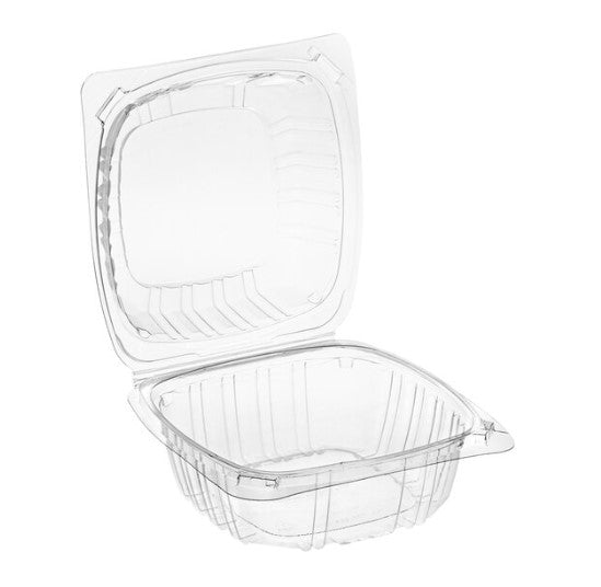 Watson Distributing 6" x 6" x 3" Clear 1-Compt Pet Hinged-Lid Container 360/Case