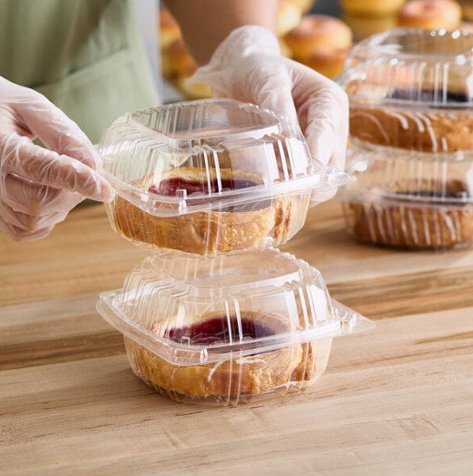 Watson Distributing 6" x 6" x 3" Clear 1-Compt Pet Hinged-Lid Container 360/Case