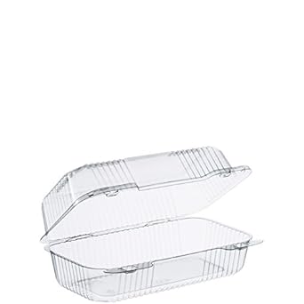 Watson Distributing 6" x 6" x 3" Clear 1-Compt Pet Hinged-Lid Container 360/Case
