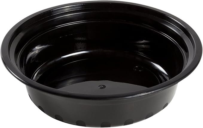 Watson Distributing 16 Oz 6" Black Microwaveable Flat Round Bowl With Clear Lid 150/Case