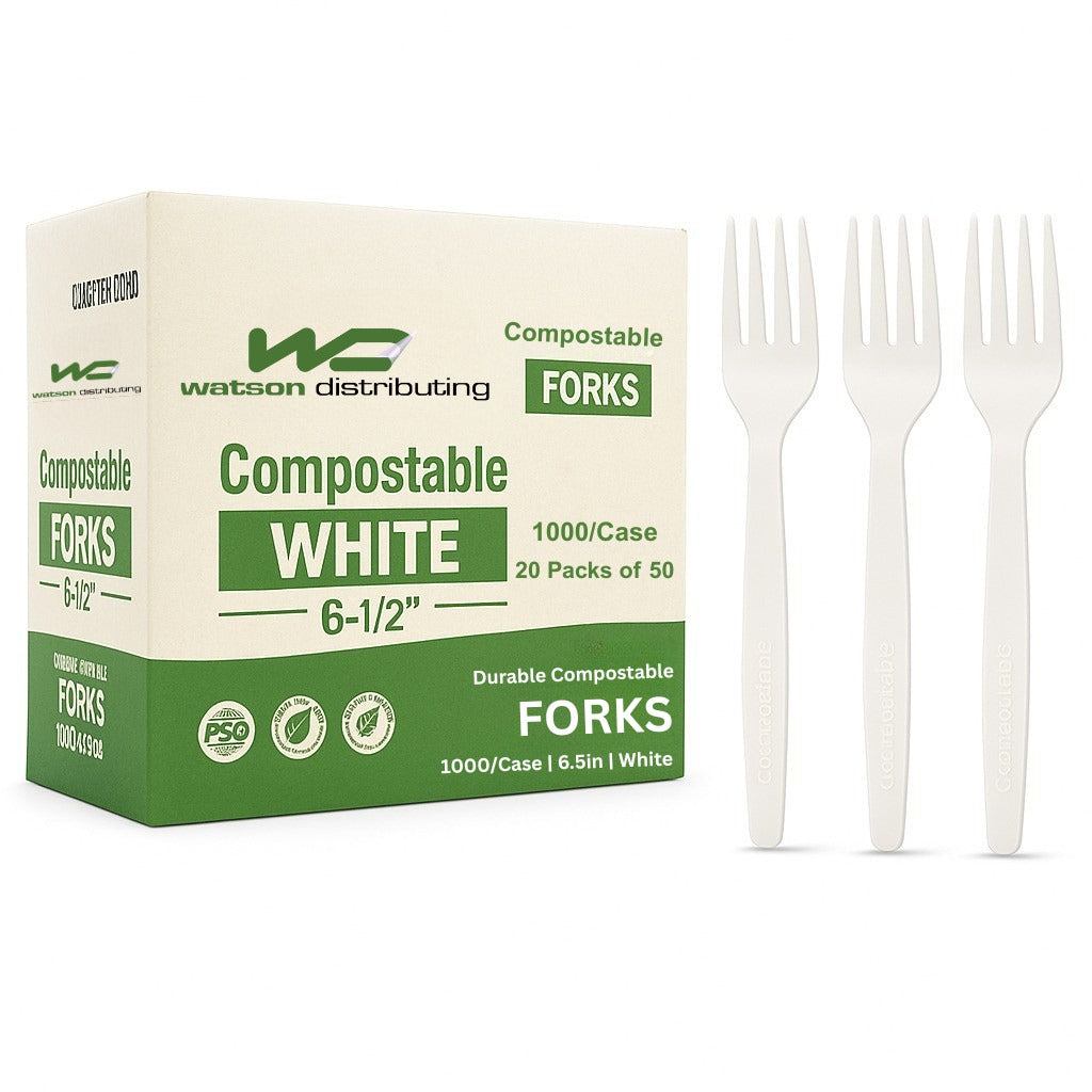 Watson Distributing Heavy Duty Disposable Fork White 6.5 Inch - 100/Case
