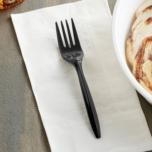 Watson Distributing Medium Weight Plastic Fork Black 5.8" 1000/Case
