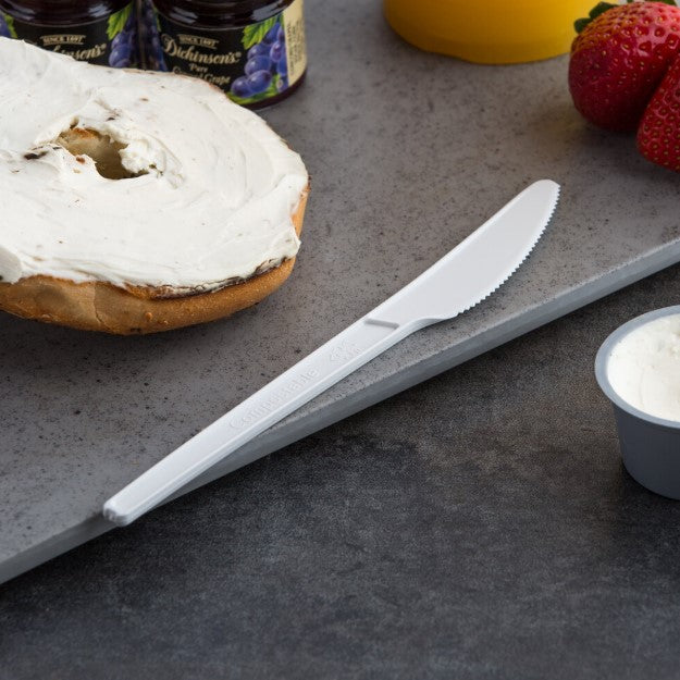 Watson Distributing Heavy Weight Plastic Knife White 6-1/2" 1000/Case