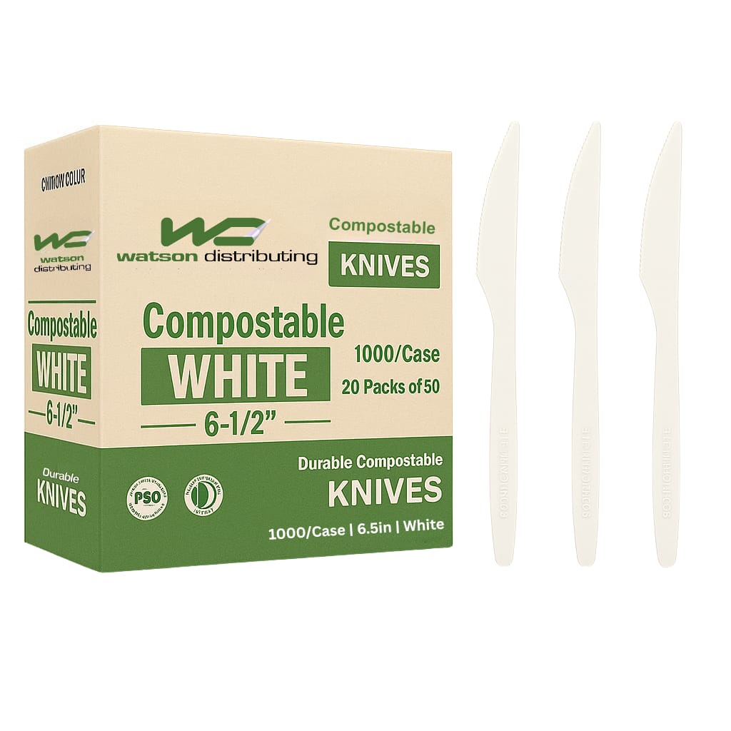 Watson Distributing Heavy Duty Disposable Knife White 6.5 Inch - 100/Case