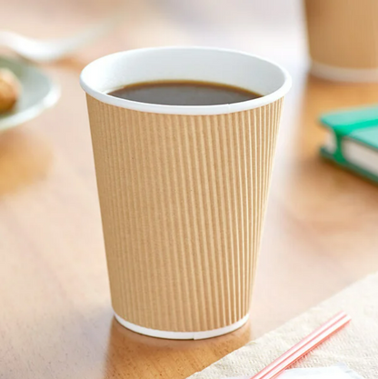 Watson Distributing 12 oz Ripple Insulated Double Wall Leak-Free Paper Cup - 500 Count