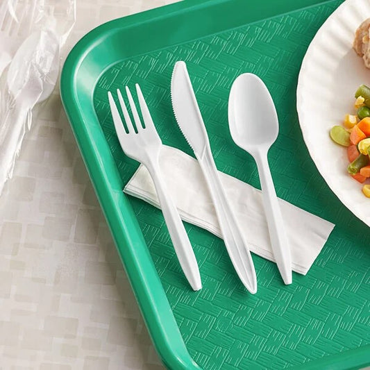 Watson Distributing Heavy Weight Cutlery Set White Fork, Knife, Spoon, Napkin 250/Case
