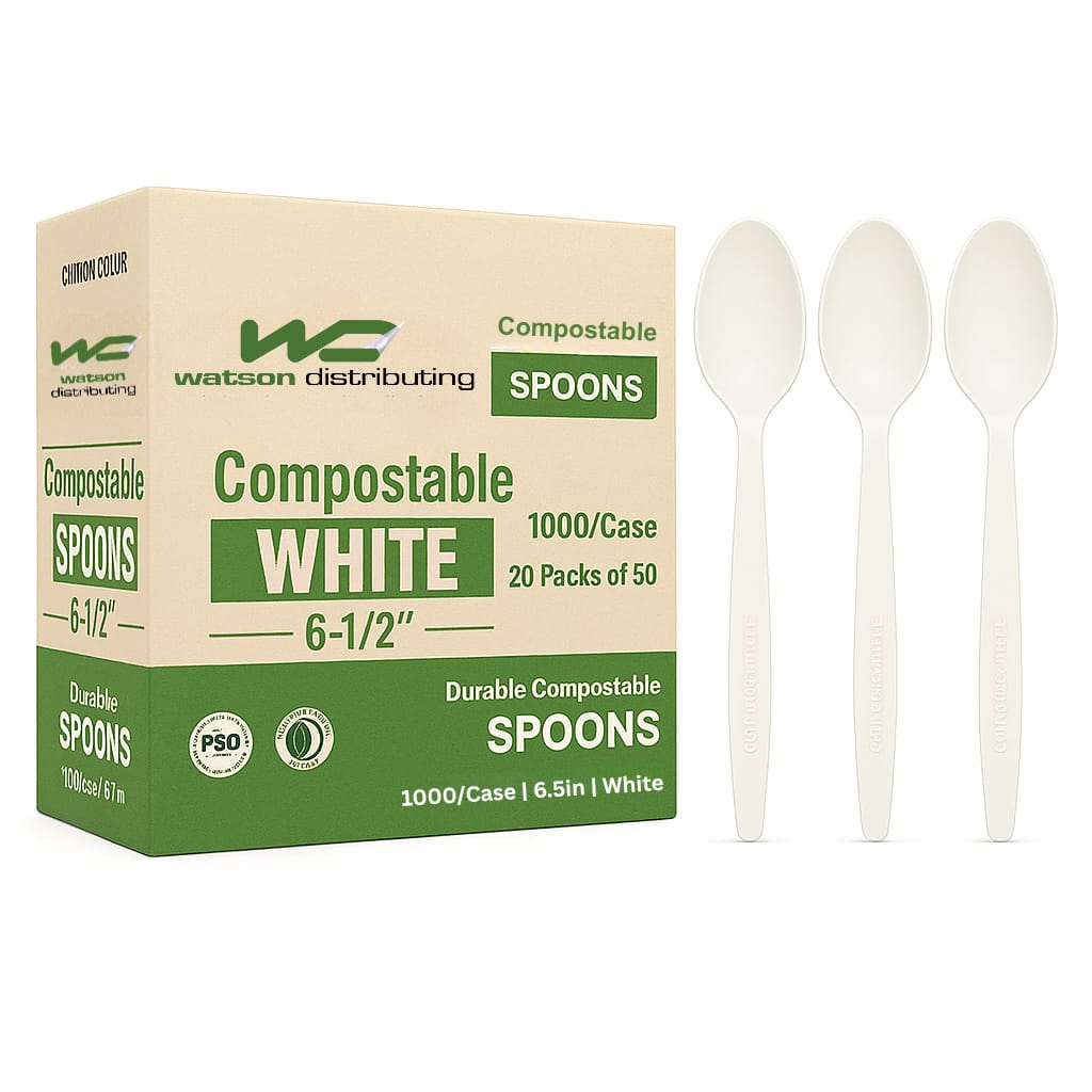 Watson Distributing Heavy Weight Plastic Spoon Cpla White 6-1/2" 1000/Case