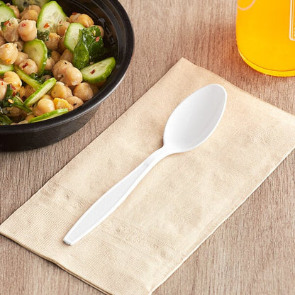 Watson Distributing Medium Weight Plastic Soup Spoon White 5.5" 1000/Case