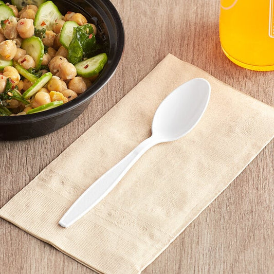 Watson Distributing Medium Weight Plastic Soup Spoon White 5.5" 1000/Case