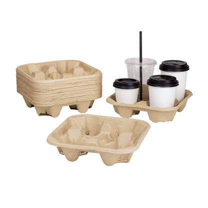 Watson Distributing 4 Cup Molded Fiber Holder/Carrier 300/Case 75 Piece/Bag