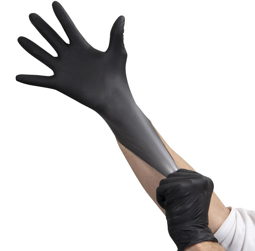 Watson Distributing Large Black Nitrile Gloves, Soft, Powder Free, 100 Pieces