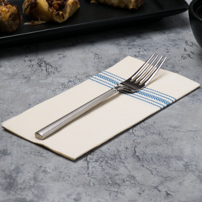 Watson Distributing 15.5" x 15.5" White/Blue Dishtowel Print Dinner Napkin 800/Case