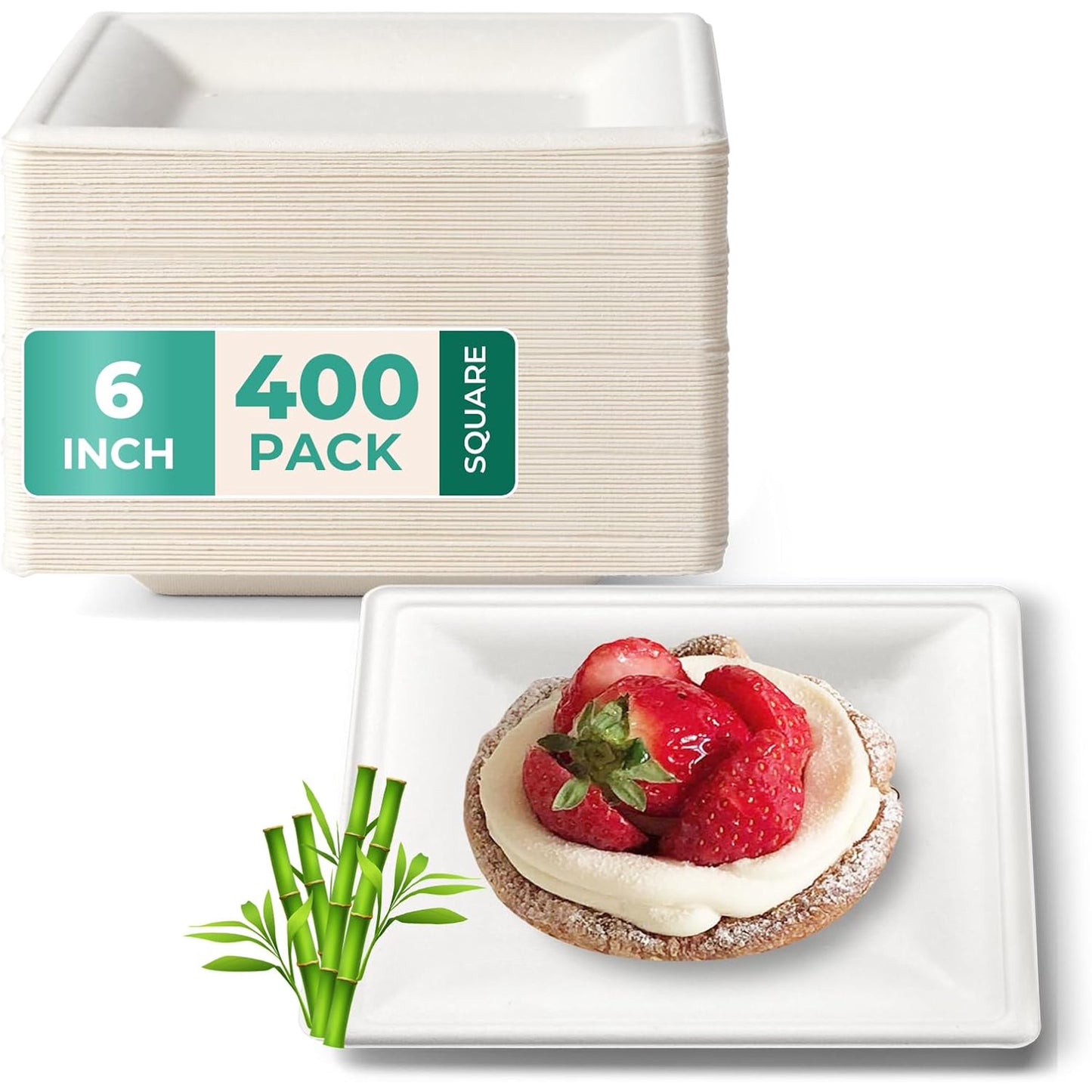 Watson Distributing 6" Disposable Plate Square Bagasse 400/Case