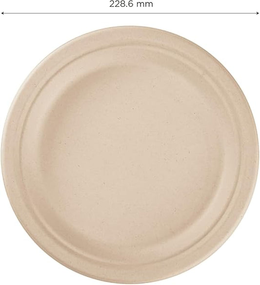 Watson Distributing 9" Disposable Plate Compostable/Bagasse Round 500/Case