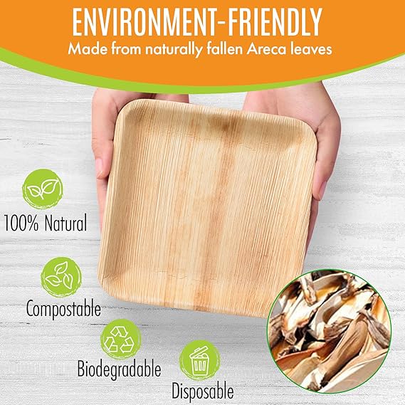 Watson Distributing 8" Palm Leaf Square Plates 50/Pack 100/Case